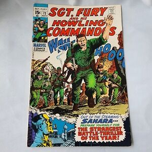 Sgt Fury And His Howling‎ Commandos #72 Comic Book Marvel 1969 FN Key War Rare